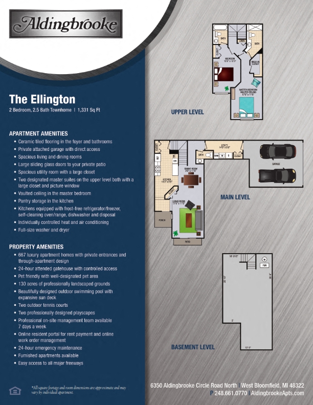 Floor plan for 2 beds, 2.5 baths, 1331 sqft